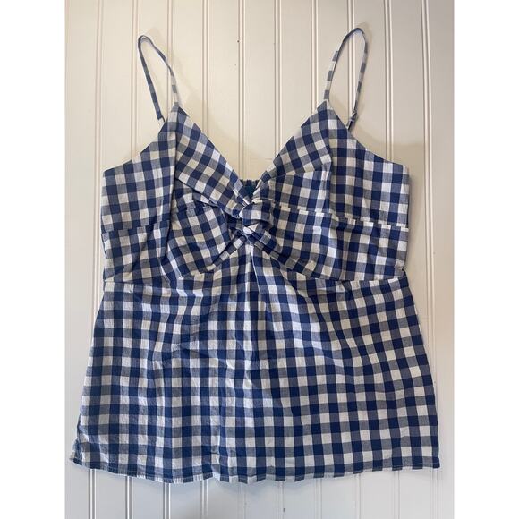 Old Navy Fitted Gingham Twist Front Cami Top Adjustable Straps Size Womens Large - Picture 1 of 7